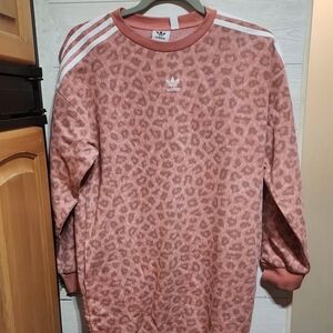 NEW WITH TAGS! Women's Pink Leopard Print Sweatshirt Dress Size M